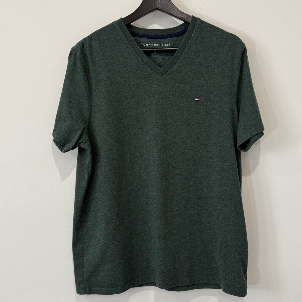 Tommy Hilfiger Men's Dark Green V-Neck Tee